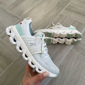 On Cloudswift 3 Running Shoe Women Size 6.5 White & Mint Green (Ivory Creek)